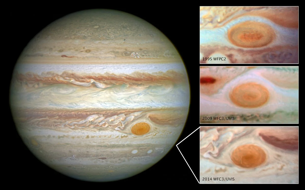 mancha roja de Júpiter se está reduciendo