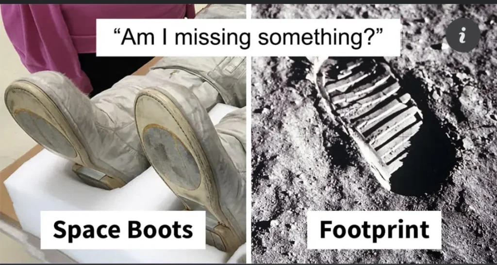 Alguien nota que los primeros pasos en la luna no coinciden con las botas de Neil Armstrong