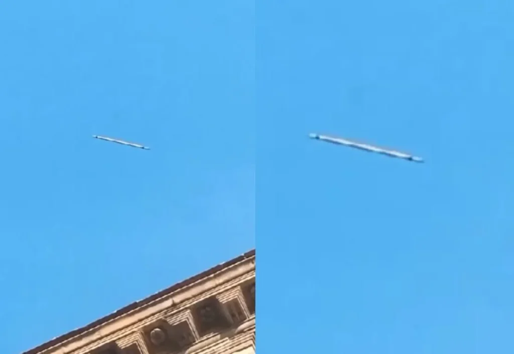 Nave nodriza ovni con forma de cigarro sobrevuela Italia