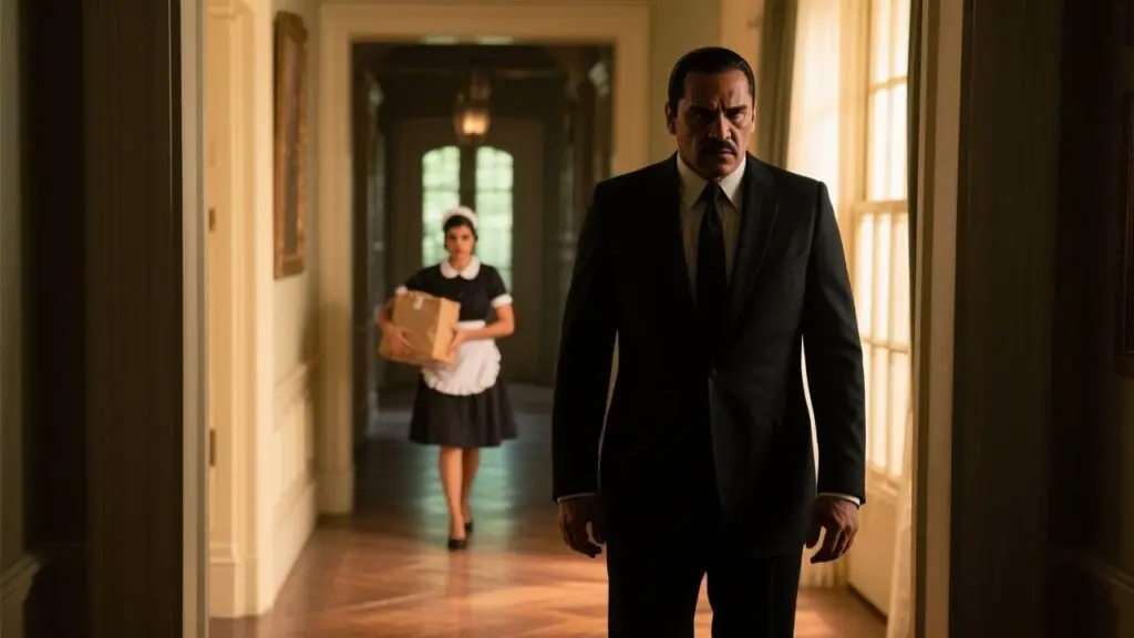 Dante Montenegro observa a Isabela darle sopa a su madre Helena en la mansión, escena clave de la historia